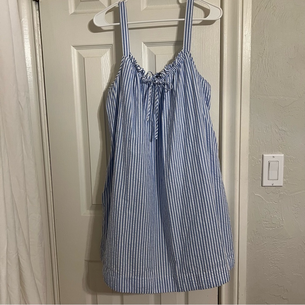 Lake Alice Nightgown in Blue Seersucker